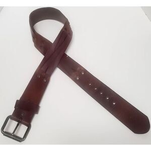 VTG Salvatori Belt 34 Men's Harness Cowhide 9437 Distress Brown Leather Woven